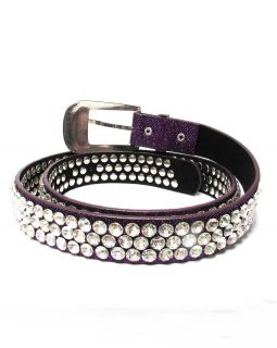 Bling Bling Women Fashion Crystal Belt Waist 32 36"Purple