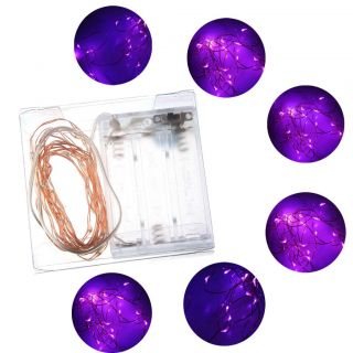 Beautiful 12V 20 LED Purple Battery Operated LED Copper Wire String Fairy Light