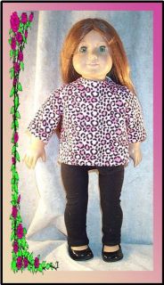 Doll Clothes Leggings Tunic Black Pink Fit 18" inch American Girl Animal Print
