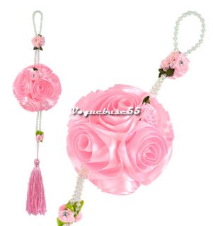 Wedding Floral Satin Balls Silk Rose Flowers Hanging Decorations Supplies VE4A