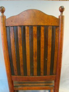 19thC Antique Victorian Child Slat Back Painted Primitive Folk Art Rocking Chair