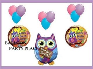 Hoot Owl Birthday Party Supplies Balloons Decorations Pink Purple Blue Latex 12