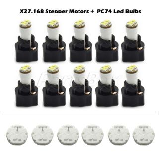 6X x27 168 Speedometer GM GMC Stepper Motor Kits 10x PC74 3 SMD White LED Bulb