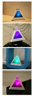 7 Color LED Pyramid Digital LCD Alarm Clock Thermometer