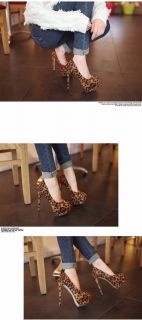 New Style Super High Heels Lady's Fashion Sexy Leopard Platform Shoes Party Pump