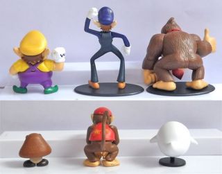 6 Super Mario Bros Figures Donkey Kong Waluigi Wario Ghost Goomba