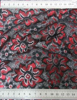 Sexy Luxury Black Wie Red Floral Lace Fabric by The Yards 517