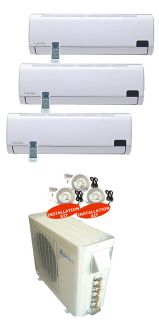 Tri Zone Mini Ductless Split 3 x 12 000 BTU Klimaire Toshiba Cool Heat SEER 16