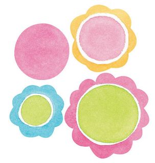 Flower Polka Dots 25 Dot Round Wallies Blue Pink Green Stickers Border Decals