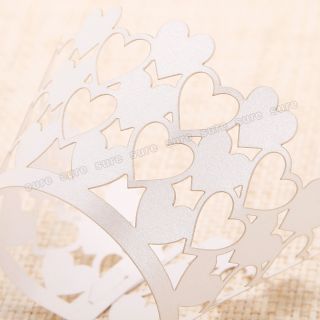 24 Love Heart Cupcake Wrapper Wrap Case Wedding Decoration