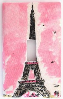 Single Light Switch Plate in Wavery Tres Chic Paris Eiffel Tower Pink Child Baby