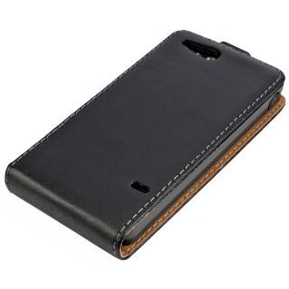 Leder Tasche Flip F Sony Ericsson Xperia Go ST27I Schwarz Leder Hülle Etui Case
