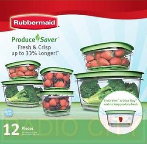 Rubbermaid Produce Saver 12 Piece Set Food BPA Free Plastic Storage Container