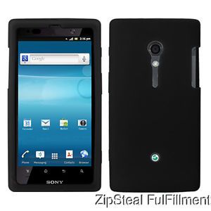 Black Rubber Silicone Phone Case Cover Skin for Sony Ericsson Xperia ion LT28at