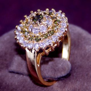 KK2616 Ring Size7 5 Fabulous Green Peridot 18K Gold Plated Fashion Jewelry
