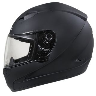 Dual Visor Flat Black Full Face Dot Motorcycle Helmet Hawk Smoke Shield New