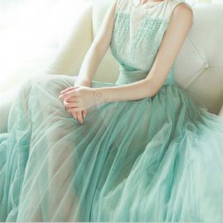 Women Fashion Sleeveless Gauze Chiffon Long Dress Sundress Summer M