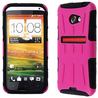 Black Pink Hybrid Rubber Soft Skin Hard Case Cover for HTC EVO 4G LTE Lite