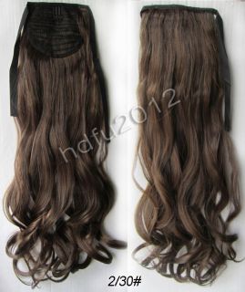22inch Curly Ponytail Horsetail Hairpiece Clip in Hair Extension Mixed Color 80g