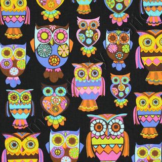 Timeless Treasures Owl Apple Black Novelty Cotton Quilt Quilting Fabric Yd