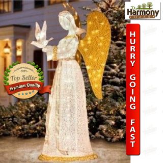 Yard Christmas Angel Lighted Decoration Outdoor Decor Vintage Dove Horn 60″ New