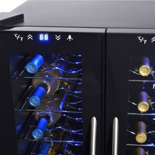 Newair AW 320ED Dual Temp Zone Wine Cooler Refrigerator Cellar Chiller New