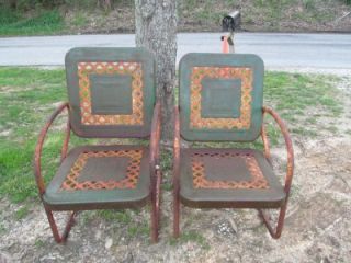Vintage Lot of 2 Metal Patio Lawn Porch Garden Chairs One Is A Rocking Chair