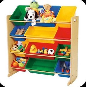 Kids Book Room Playroom Toy Organizer Storage Box Bins Shelf Portable