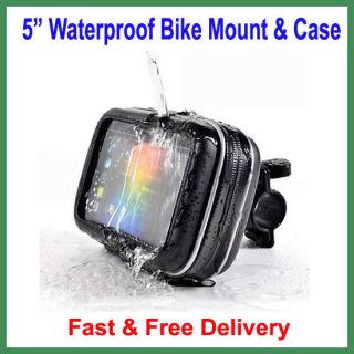 Waterproof Bike Bicycle Motorcycle Case Mount Handlebar for 5" GPS Universal