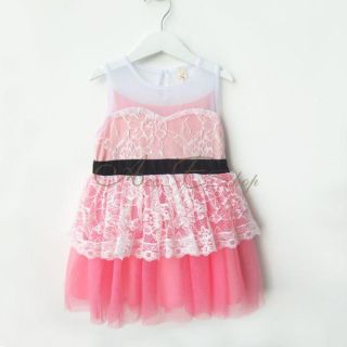 Fashion Girl Kids Lace Tulle Party Elegant Belt Dress Skirt Clothing Sz 2 7 Y