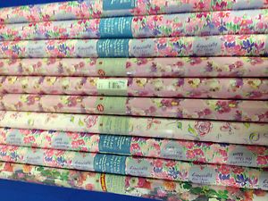 Lot of 10 Rolls Peach or Pink Gift Wrapping Paper Birthday Floral Any Occasion