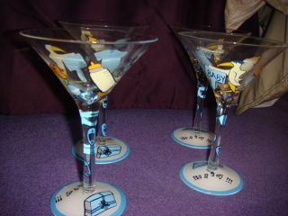 Set of 4 Decorated Its A Boy Baby Shower Theme Martini Glasses