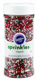Wilton Christmas Nonpareils Sprinkles 7 5 oz Holidays Cake Decorating 710 0091