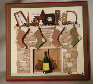 Handmade Greeting Card Six Fireplace Christmas Party Invitations Action Card