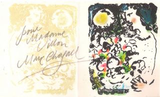 Marc Chagall Original Lithograph Greeting Card Hand Signed by Marc Chagall