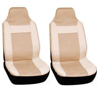 2pc Truck Racing Sports Seat Covers Set Tan High Back Buckets Integrated Fit