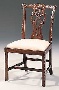Maitland Smith 4031 059 Carved Mahogany Chippendale Straight Leg Side Chair