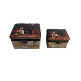 Keystone Intertrade Inc. Decorative Keepsake Jewelry Box in Distressed Mahogany and Yellow