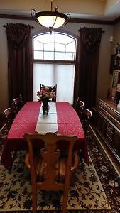 Maple Dining Room Set with 6 Chairs Beautiful Drop Leaf Table and Hutch