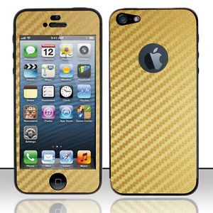 Apple iPhone 5S Carbon Fiber Gold Screenguard Hard Case Cover