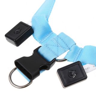 Glow LED Flashing Light 3 Mode Safety Dog Pet Belt Harness Leash Tether Blue