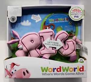 New in Box PBS WordWorld Magnetic Pig Plush Letters Plus DVD Toy Children