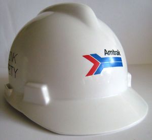 Vintage Amtrak Railroad Hard Hat White on PopScreen