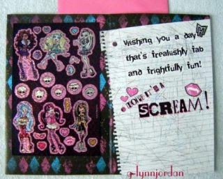 Monster High Het There Birthday Greeting Card Stickers