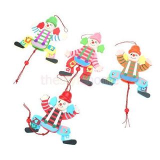 Random One Funny Wooden Clown Pull String Toy Arms Legs Go Up and Down Kids Toys