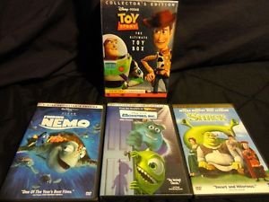 Pixar DVD Lot Kids Toy Story Box Monsters Inc Finding Nemo Shrek
