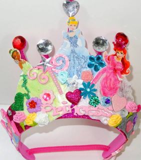 15 OOAK Disney Princess Jeweled Pink Glitter Tiaras Party Hats Favors Rapunzel