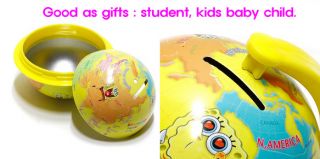 Spongebob Mini World Globe Piggy Coin Bank Tin Moneybox Kids Baby Child Cute Toy