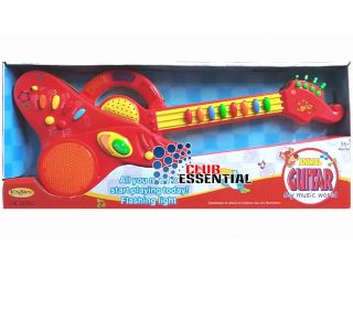 Battery Operated Kids Children Musical Light Animal Guitar Red Yellow Toy