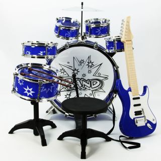 Drum Set Electric Guitar Musical Instruments Toy Educational Playset Boys Kids